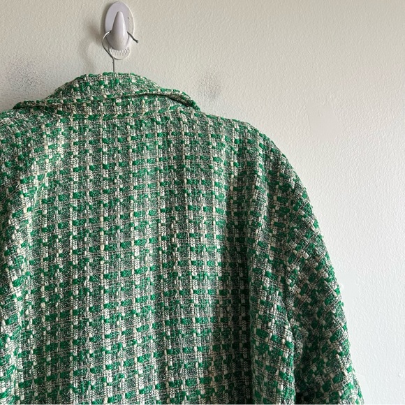 Anthropologie Maeve Sz XL Tweed Green Button Front Shacket Jacket - Picture 9 of 14